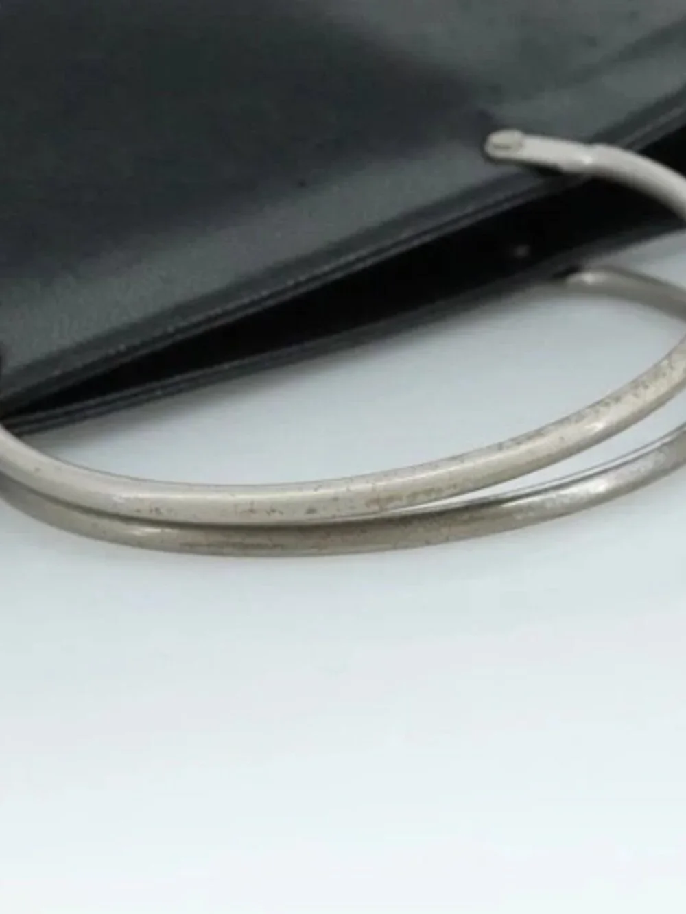 CHANEL Hand Bag Grained Calf Skin Black CC Auth